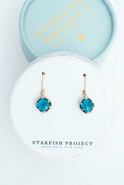 Anita Glass Earrings in Sapphire Blue