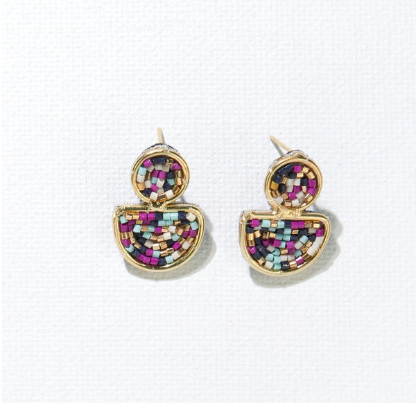 Confetti Post Earrings - Navy & Magenta