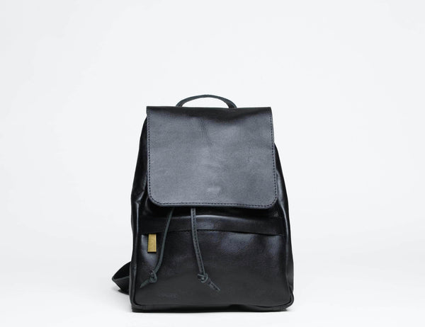 Mini Enku Leather Backpack - Black