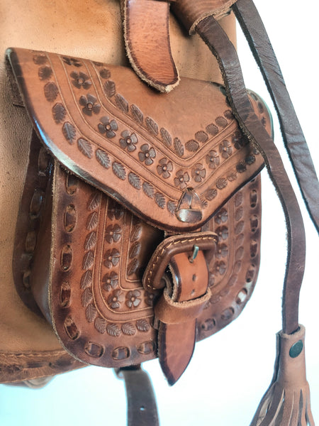 Leather Backpack with Tassel