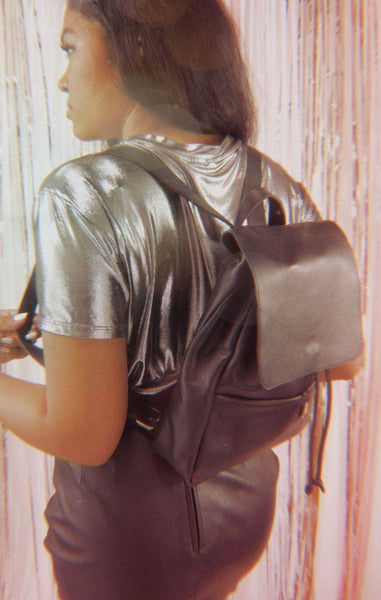 Mini Enku Leather Backpack - Black