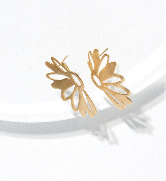 Brass Flower Cut Out Earrings