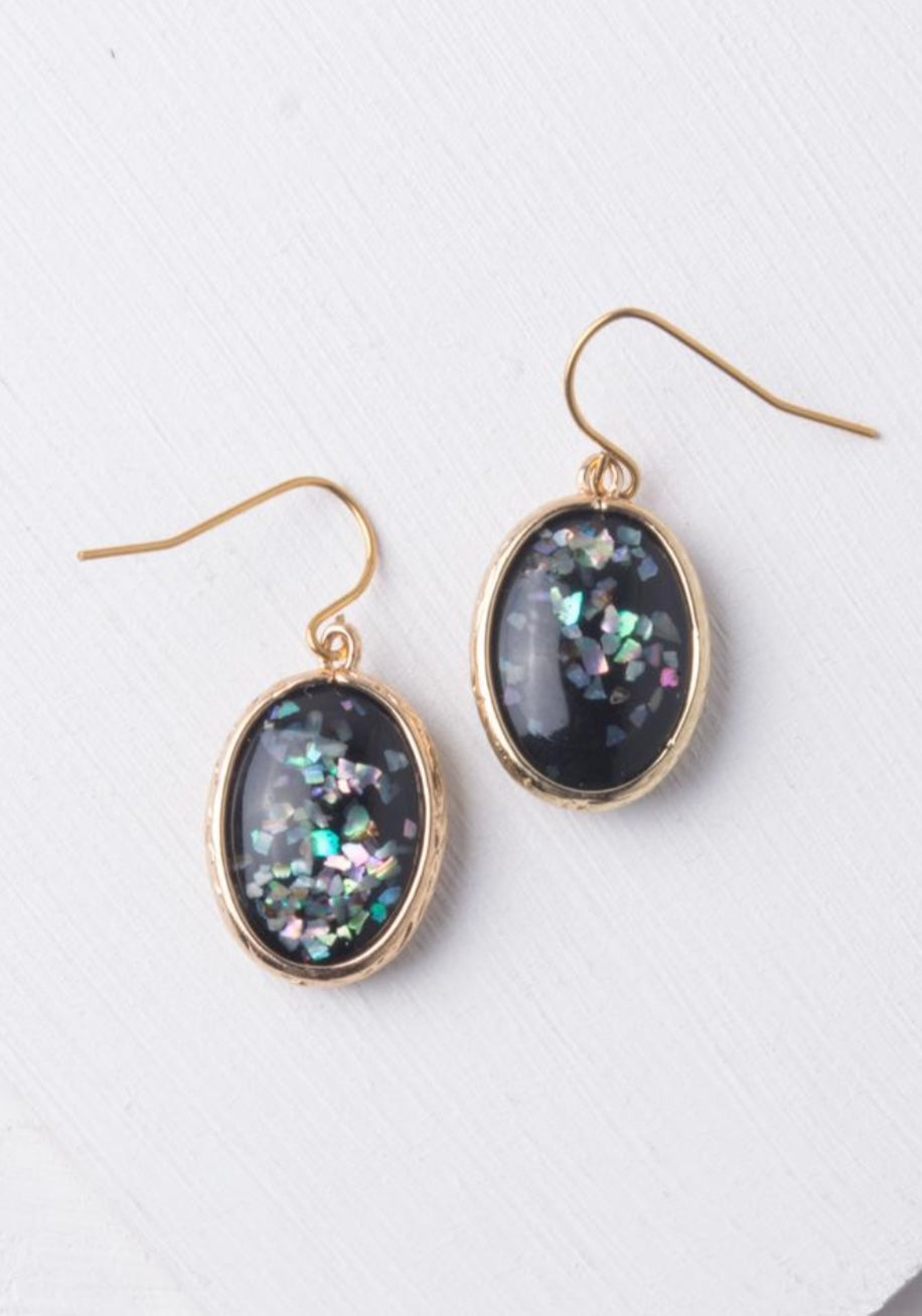 Kimi Gold and Black Opal Dangle Earrings