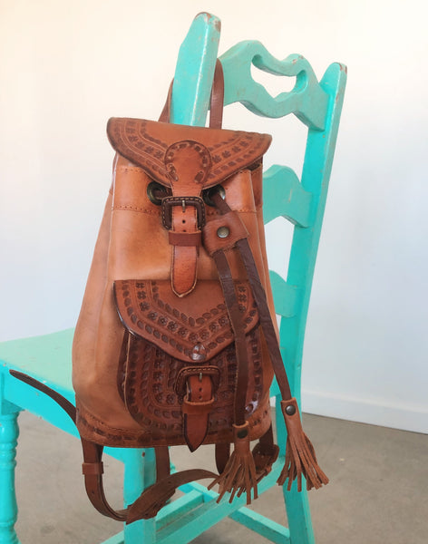 Leather Backpack with Tassel