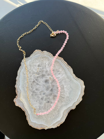 Rose Quartz and Chain Layering Necklace