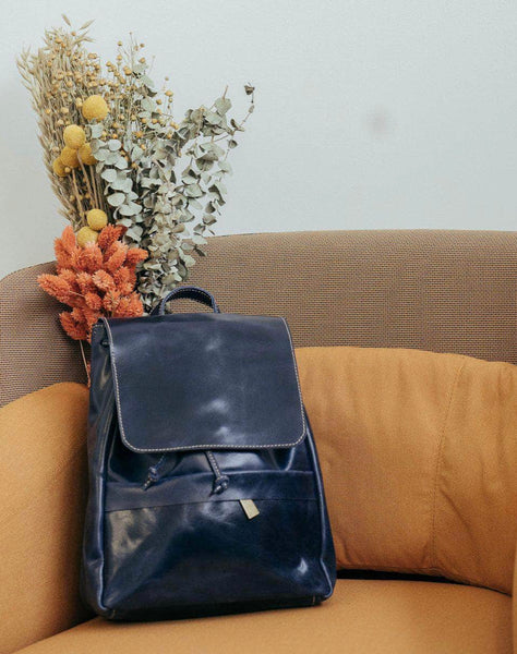 Mini Enku Leather Backpack - Cobalt
